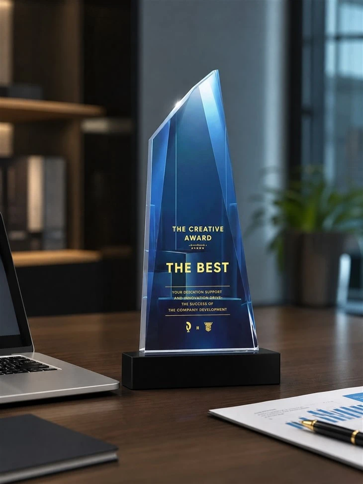 Custom Engraved Blue Crystal Award Trophy factory