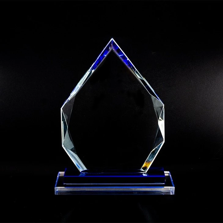 Leaf Shaped Transparent Customizable Crystal Trophy