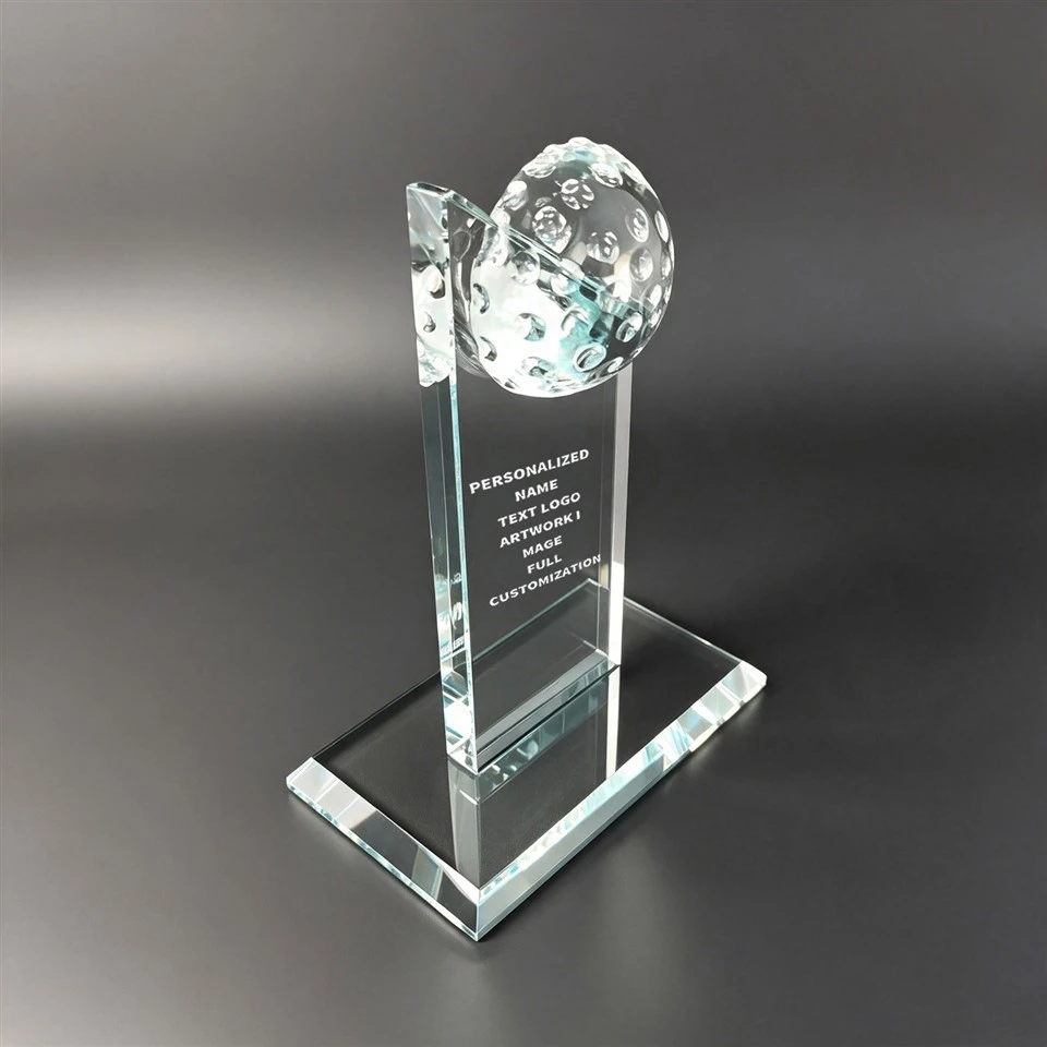 Golf Ball Clear Vertical Crystal Trophy factory