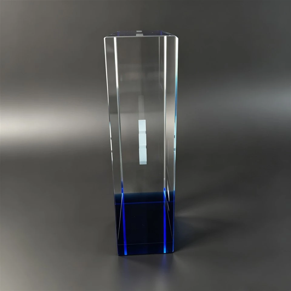 Wave Motif 3D Engraved Crystal Trophy high quality